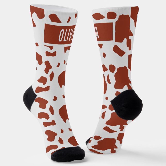 Chaussette Fun Nom personnalisé Ayrshire Cow Poster de animal (Angulaire)