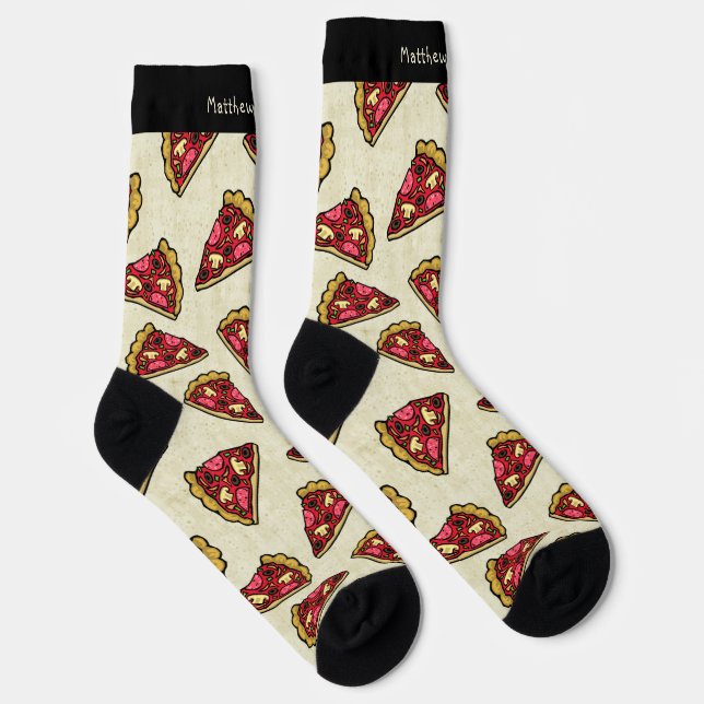 Chaussette Fun Pizza Slices Imprimer avec nom personnalisé Ch (Droite)