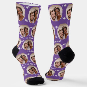 Chaussette Fun Purple Newlyweds Motif photo