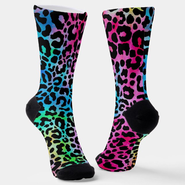 Chaussette Funky Neon Colorful Leopard Print (Angulaire)