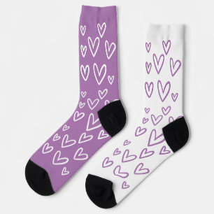 CHAUSSETTE FUNKY PURPLE & WHITE HEARTS JOURNÉE DE LA MÈRE