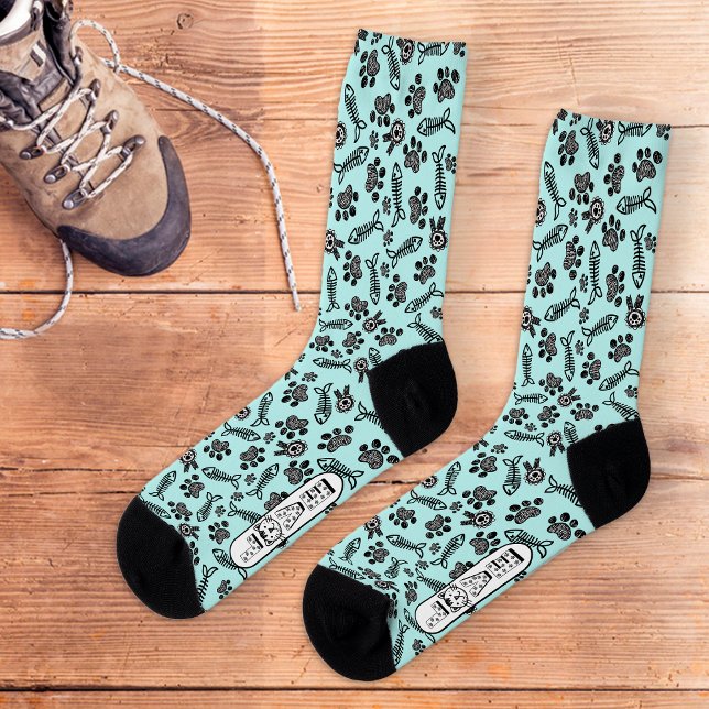 Chaussette Funny Blue Cute Kawaii Amoureux de les chats (Créateur téléchargé)