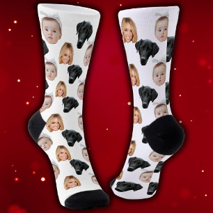 Chaussette Funny Custom Face Photo Famille Face 3 Photos