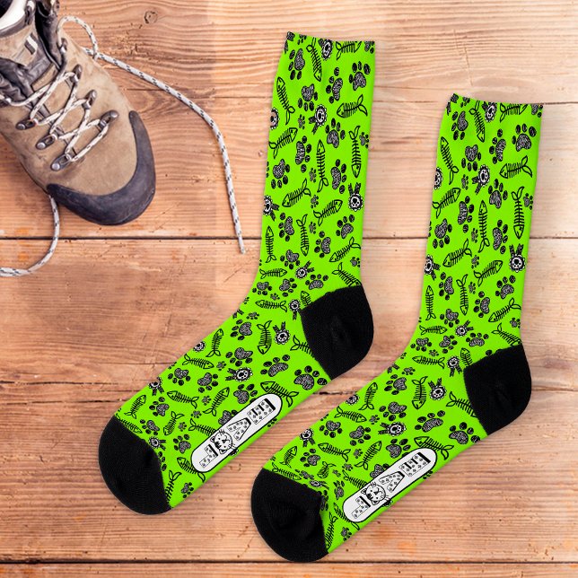 Chaussette Funny Green Cute Kawaii Amoureux de les chats (Créateur téléchargé)