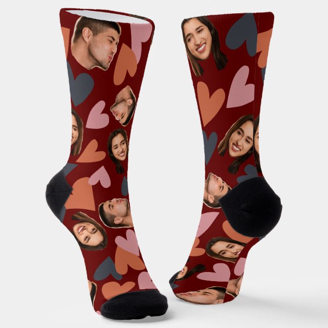 Chaussette Funny Kiss Me Fait Face À Cuple Romance Love Coeur (Angulaire)