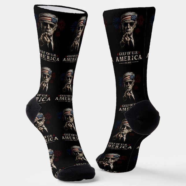 Chaussette Funny Trump Golfe Des USA Amérique 2025 4 juillet (Angulaire)