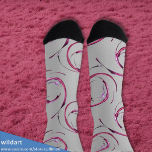 Chaussette Galaxie rose chaud sur gris doux