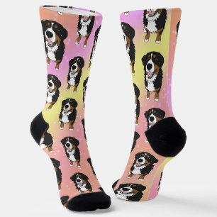 Chaussette Galaxie rose chien bernois