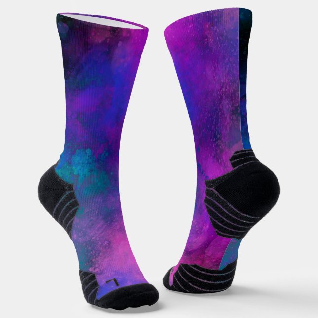 Chaussette Galaxy Paint Splatter, effet Chaussettes bleu viol (Angulaire)