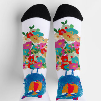 Chaussette Géant grincheux sur des floraisons pastel