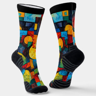 Chaussette Géométrie de rêves vibrants – Art abstrait moderne