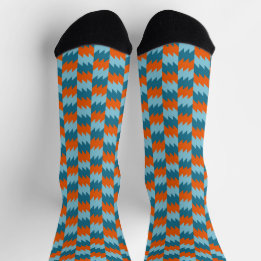 Chaussette géométrique turquoise et orange