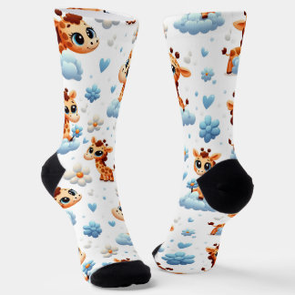 Chaussette Girafes Mignonnes sur Nuages Baby Shower Impressio