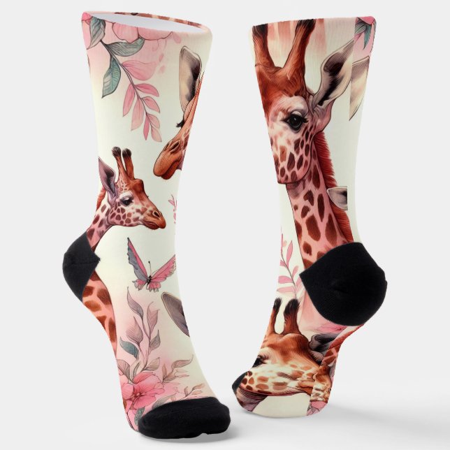 Chaussette Giraffe à l'aquarelle (Angulaire)