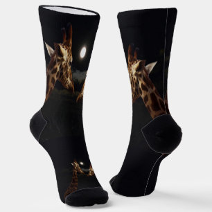 Chaussette Giraffes Aime Au Lune, Chaussettes D'Équipage