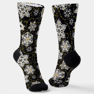 Chaussette Glam aux flocons dorés de minuit