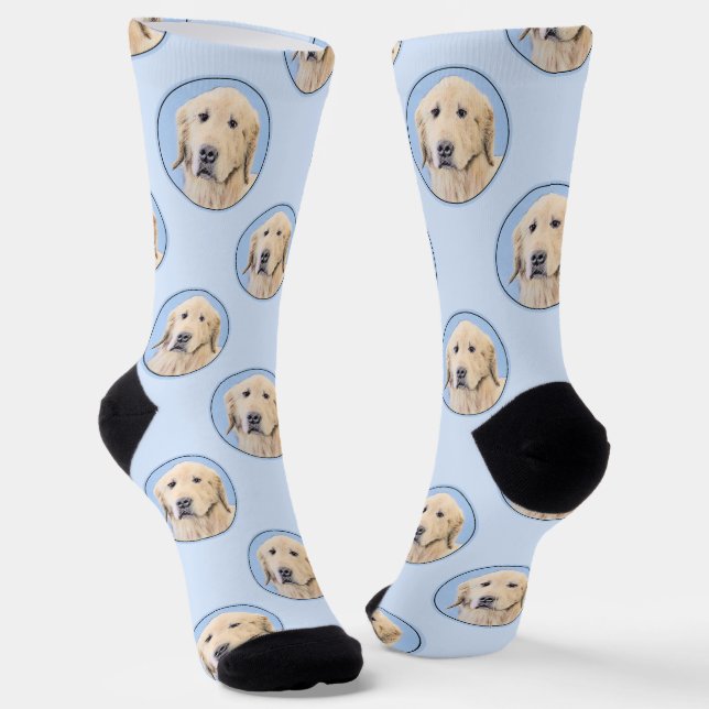 Chaussette Golden Retriever Painting mignon Original Chien Ar (Angulaire)