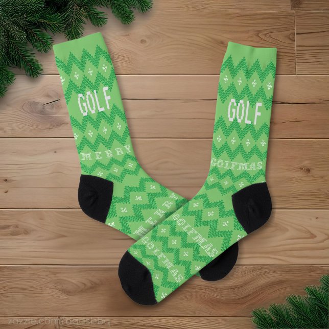 Chaussette Golf sur mesure Joyeux Golfmas Green Chaussettes d (Merry Golfmas! And here's the socks to wear. Just add your initials)