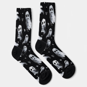 Chaussette Gothique Éffrayant Valentin Fantômes avec Coeurs