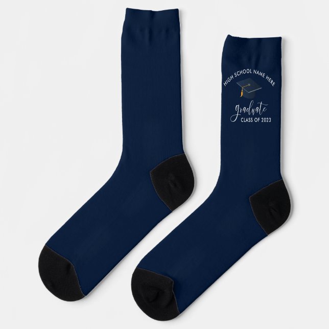 Chaussette Graduation 2024 Marine Blue Grad Custom (Gauche)