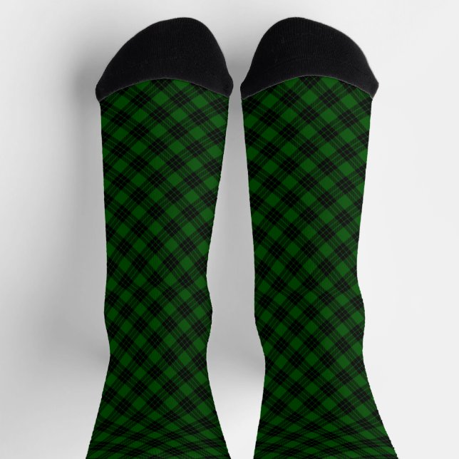 Chaussette Graham tartan vert noir plaid (Haut)