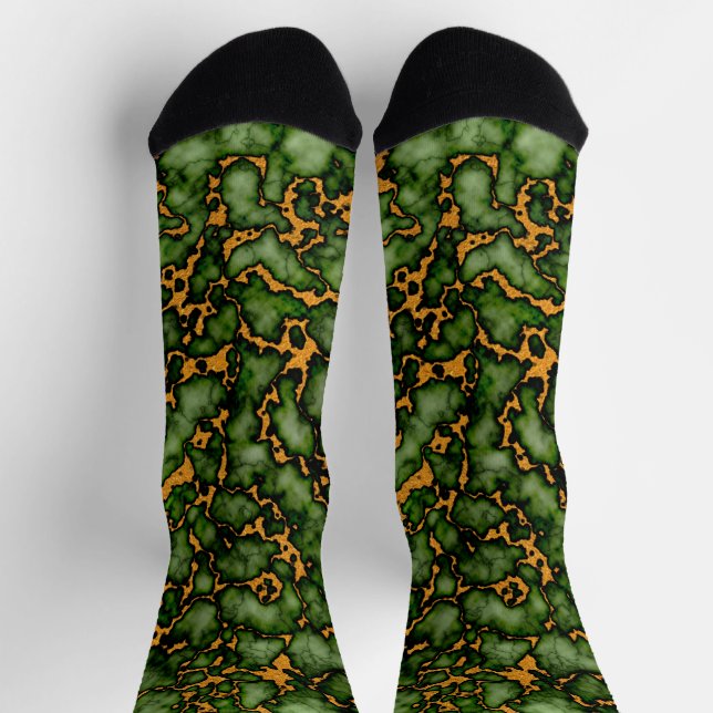 Chaussette Grand Moss Design de texture en marbre vert et or (Haut)
