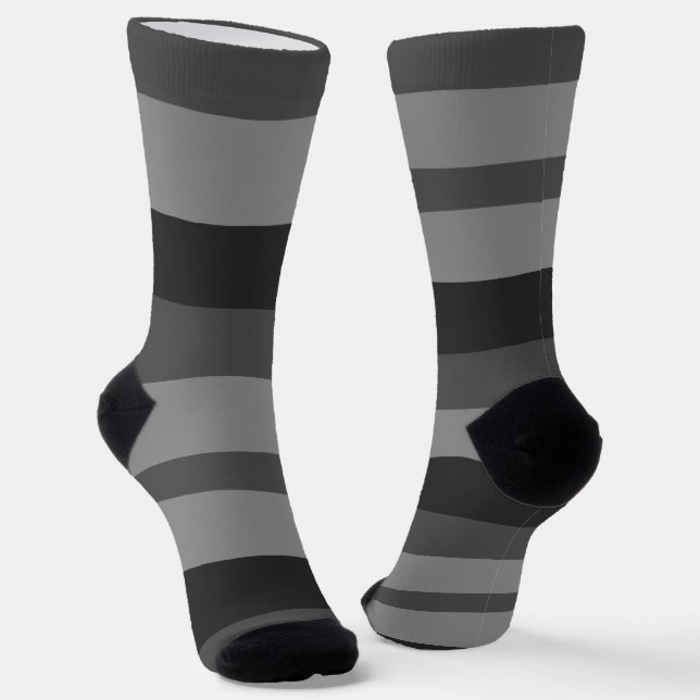 Chaussette Grandes rayures noires et grises (Angulaire)