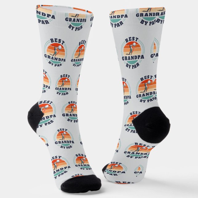 Chaussette Grandparents Day Best Grandpa Golf Lover Custom (Angulaire)