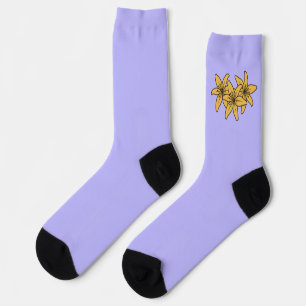 Chaussette Grappe de lis de dessin animé jaune