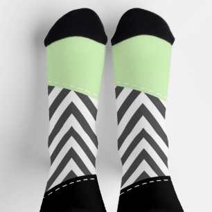 Chaussette Gray Zigzag, Gray Chevron, Zigzag Pattern, Mint