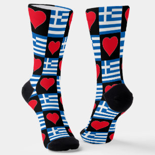Chaussette Grèce Drapeau Coeur Motif Amusant Grec Pride