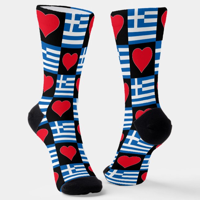 Chaussette Grèce Drapeau Coeur Motif Amusant Grec Pride (Angulaire)
