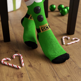 Chaussette Green Christmas Elf Naughty et Nice Chaussettes Fe