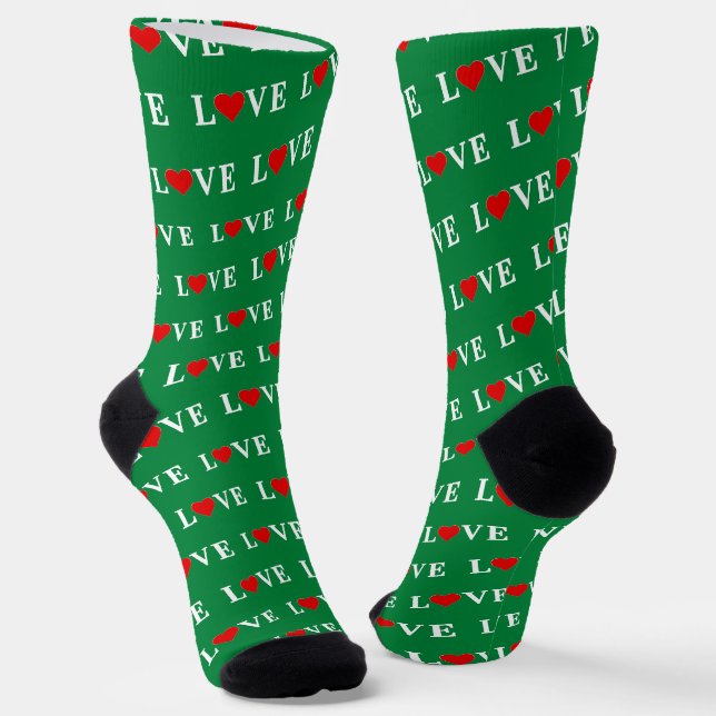 Chaussette Green LOVE Heart Classic Élégant Motif (Angulaire)