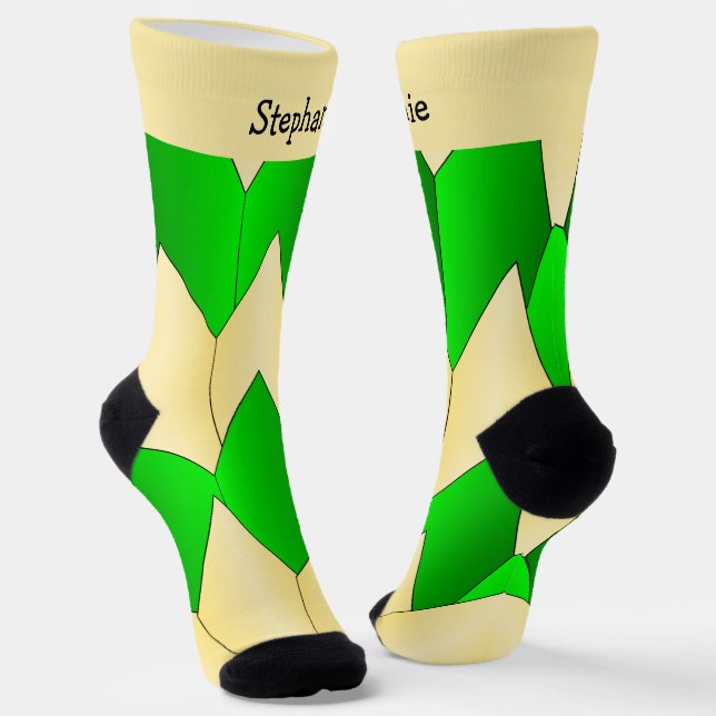 Chaussette Green Yellow Art Deco Design Socks (Angulaire)