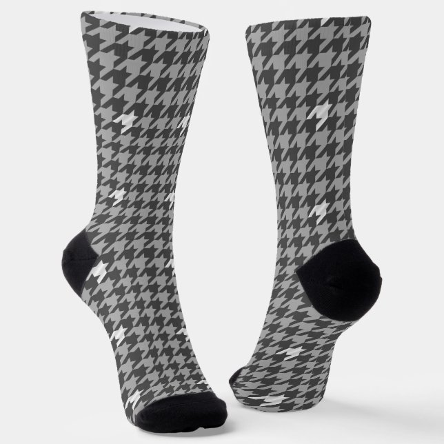 Chaussette Gris aux accents d'argent Houndstooth (Angulaire)