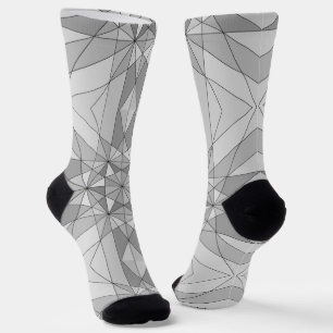 Chaussette Gris noir Mosaïque Triangle Motif rétro