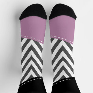 Chaussette Gris Zigzag, Gris Chevron, Motif Zigzag, Violet