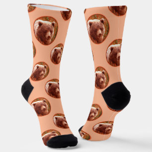 Chaussette Grizzly Bear Cub dans Fireweed Peinture Art de la
