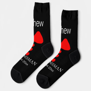 Chaussette groomsman ajouter nom année noir arc chemise crava