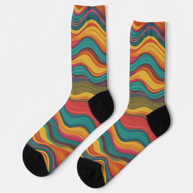 Chaussette Groove Waves les années 70 Psychedelic Line Motif (Gauche)