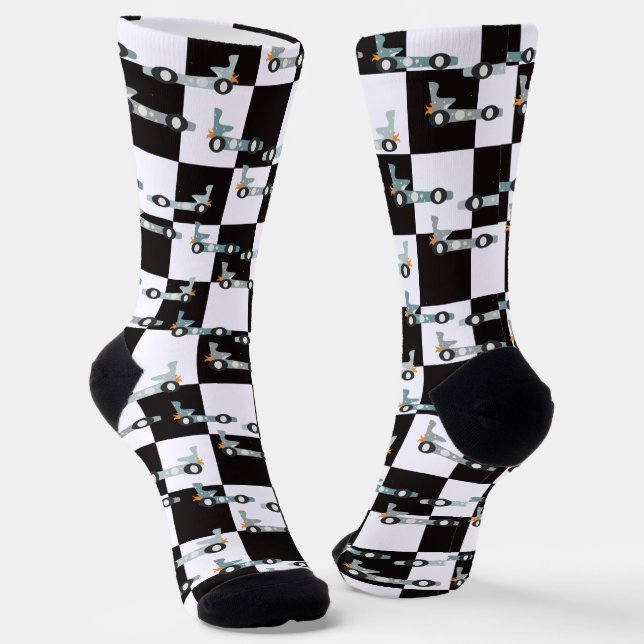 Chaussette Groovy Car Racing Retro Race Pattern (Angulaire)