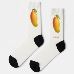 Chaussette Gros Mangue, Fruit Sucré et Nom sur Fond Blanc