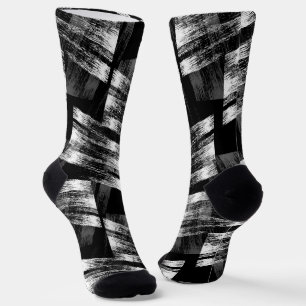 Chaussette Grunge noir et blanc abstraction.