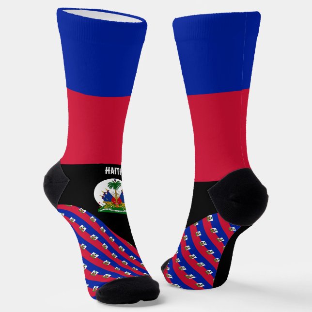 Chaussette Haïti Chaussettes, drapeau haïtien couleurs / spor (Angulaire)