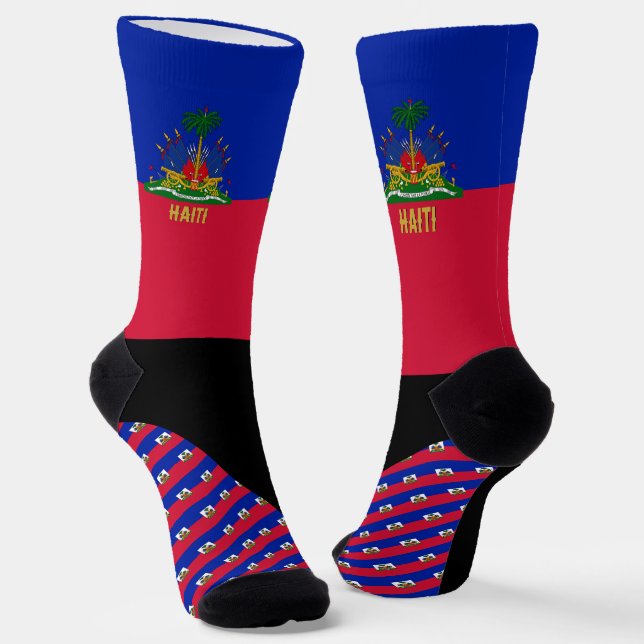 Chaussette Haïti Chaussettes, drapeau haïtien couleurs / spor (Angulaire)