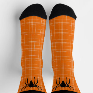 Chaussette Halloween araignée d'horreur Orange Black Widow no