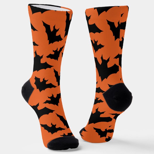 Chaussette Halloween chauves-souris noires orange cool éffray (Angulaire)