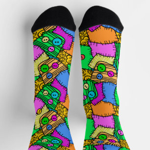 Chaussette Halloween des boutons et de la patchwork