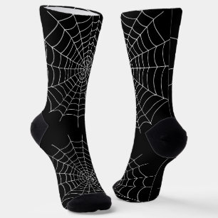 Chaussette Halloween Éffrayant Spider Web noir et blanc